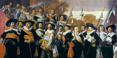 Gruppenporträt von Offizieren und Unteroffizieren der Bürgerwehr in Haarlem von Frans Hals