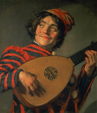 Porträt eines Narren mit einer Laute von Frans Hals
