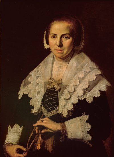 Porträt einer Frau mit einem Fächer, 1640 von Frans Hals