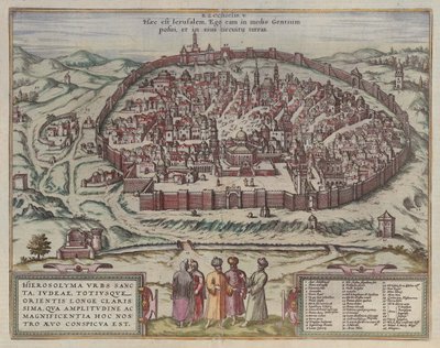 Die Jerusalem-Karte aus: Jansson, Jan. Illustriorum Hispaniae urbium tabulae, Amsterdam, 1657 von Frans Hogenberg