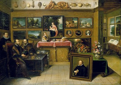 Ein Sammlerkabinett mit Abraham Ortelius und Justus Lipsius, 1618 von Frans II the Younger Francken