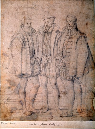 Porträt der drei Coligny: Kardinal Odet (1515-1571), Gaspard (1517-1572), Admiral von Frankreich und Francois (1521-1569), Herr von Andelot von Frans I Pourbus