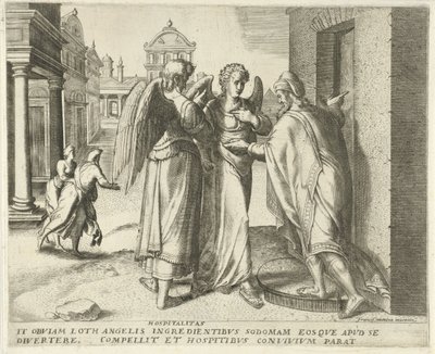 Lot und die zwei Engel von Frans Menton