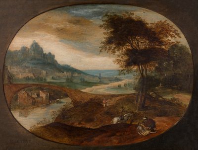 Landschaft mit dem barmherzigen Samariter von Frans Mostaert