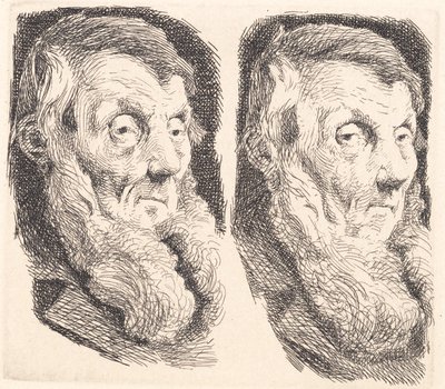 Probeplatte eines alten bärtigen Mannes, zweimal nach rechts gewandt von Frans Schwartz