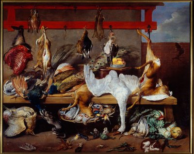 Küchentisch mit Wild, Fisch und Gemüse von Frans Snyders