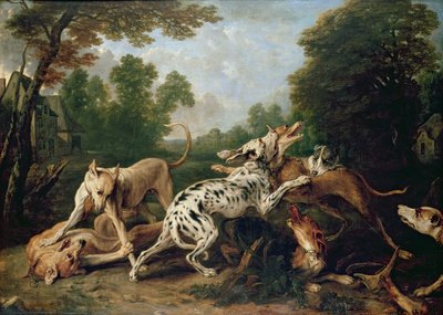 Kämpfende Hunde in einer bewaldeten Lichtung von Frans Snyders or Snijders