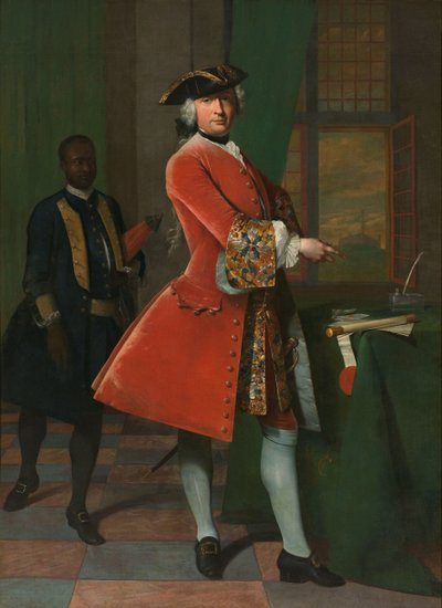 Porträt von Jan Pranger und einem versklavten Diener von Frans van der Mijn