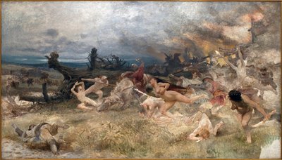 Der Untergang der Adamiten. Religiöse Bewegung, die mit dem Christentum verbunden ist, inspiriert von einer Nostalgie nach dem Garten Eden (freie Liebe, Arbeitsverweigerung, Nacktheit), die gegen Ende des 13. Jahrhunderts in Europa wieder auftauchte und bi von Frantisek Zenisek