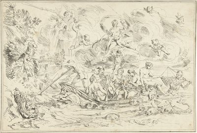 Apollo und Pan in einem Boot von Franz Ertinger