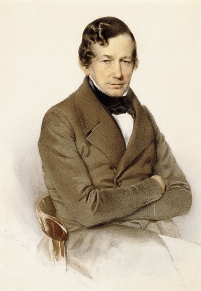 Porträt von Anton Diabelli, sitzend, halbe Länge, 1842 von Franz Eybl