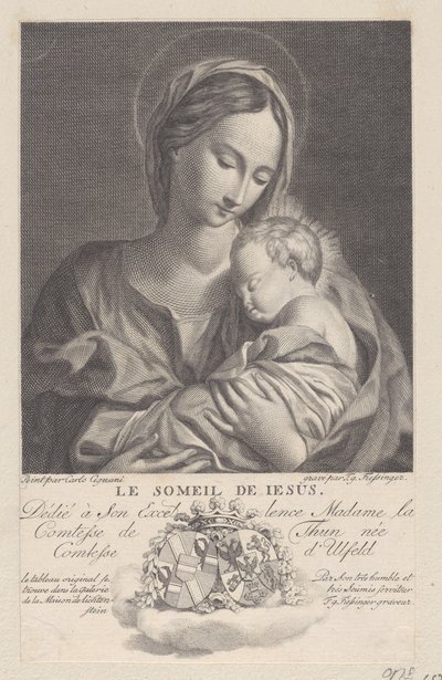 Jungfrau und Kind, mit dem schlafenden Christkind in ihren Armen Le Someil de Jesus, 1743-1807 von Franz Gabriel Fiessinger