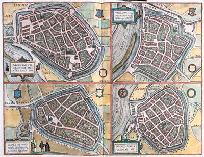 Arnhem und Venlo, Niederlande - Geldern, Deutschland und Roermond, Niederlande von Franz Hogenberg