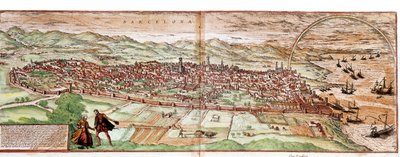 Karte von Barcelona - Spanien (Gravur) von Franz Hogenberg