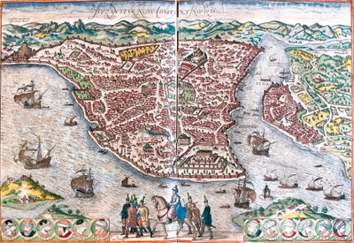 Plan von Byzanz, umbenannt in Konstantinopel (heutiges Istanbul) von Franz Hogenberg