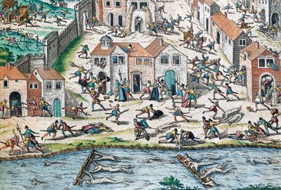 Szene aus den französischen Religionskriegen, Gravur von Franz Hogenberg von Franz Hogenberg