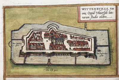 Ansicht der Stadt Wittenberg in Deutschland, Detail von Franz Hogenberg