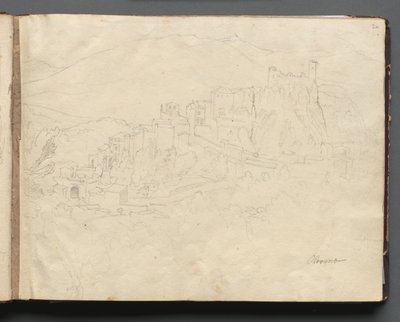 Album mit Ansichten von Rom und Umgebung, Landschaftsstudien, Seite 02a: Olevano von Franz Johann Heinrich Nadorp