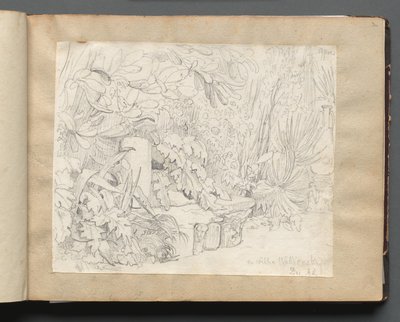 Album mit Ansichten von Rom und Umgebung, Landschaftsstudien, Seite 03a: In der Villa Walkonsky von Franz Johann Heinrich Nadorp