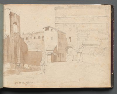Album mit Ansichten von Rom und Umgebung, Landschaftsstudien, Seite 11a: Porta Maggiore von Franz Johann Heinrich Nadorp
