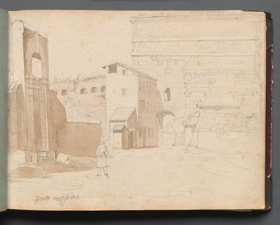 Album mit Ansichten von Rom und Umgebung, Landschaftsstudien, Seite 11a: Porta Maggiore von Franz Johann Heinrich Nadorp