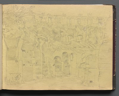 Album mit Ansichten von Rom und Umgebung, Landschaftsstudien, Seite 12a: Römische Ruinen von Franz Johann Heinrich Nadorp