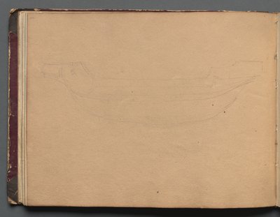 Album mit Ansichten von Rom und Umgebung, Landschaftsstudien, Seite 19b: Skizze eines Bootes von Franz Johann Heinrich Nadorp
