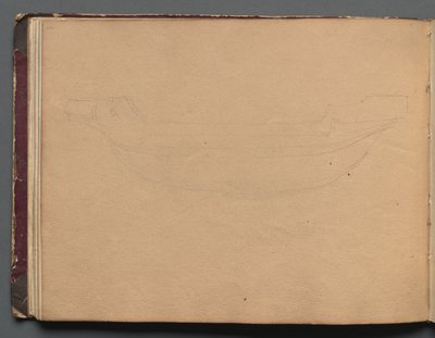 Album mit Ansichten von Rom und Umgebung, Landschaftsstudien, Seite 19b: Skizze eines Bootes von Franz Johann Heinrich Nadorp