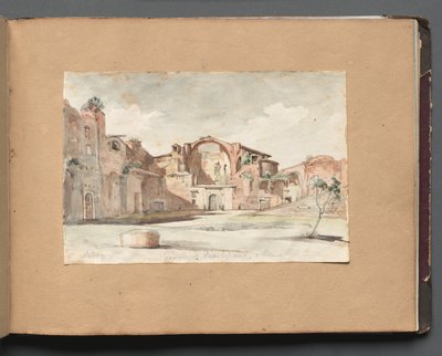 Album mit Ansichten von Rom und Umgebung, Landschaftsstudien, Seite 22a: Terme di Diocleziano, Rom von Franz Johann Heinrich Nadorp