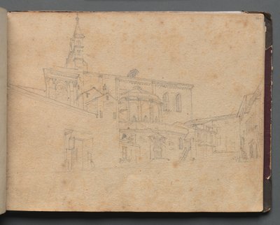 Album mit Ansichten von Rom und Umgebung, Landschaftsstudien, Seite 26a: Römische Architekturansicht von Franz Johann Heinrich Nadorp