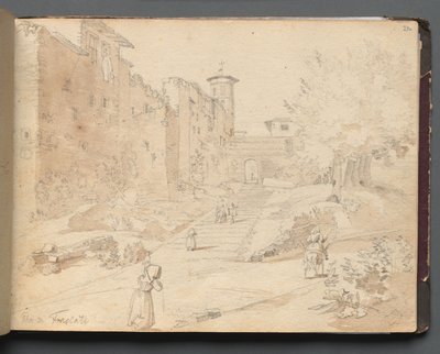 Album mit Ansichten von Rom und Umgebung, Landschaftsstudien, Seite 27a: Frascati von Franz Johann Heinrich Nadorp