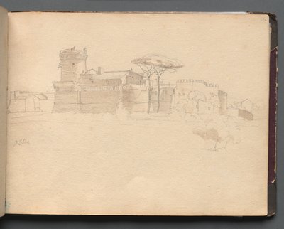 Album mit Ansichten von Rom und Umgebung, Landschaftsstudien, Seite 28a: Ostia von Franz Johann Heinrich Nadorp