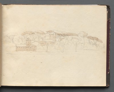 Album mit Ansichten von Rom und Umgebung, Landschaftsstudien, Seite 30a: Römische Panoramasicht von Franz Johann Heinrich Nadorp