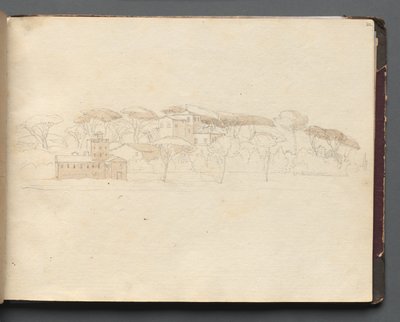 Album mit Ansichten von Rom und Umgebung, Landschaftsstudien, Seite 30a: Römische Panoramaansicht von Franz Johann Heinrich Nadorp