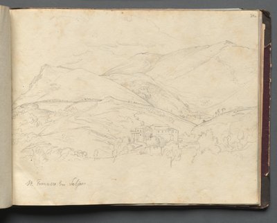 Album mit Ansichten von Rom und Umgebung, Landschaftsstudien, Seite 34a: St. Francesco von Franz Johann Heinrich Nadorp