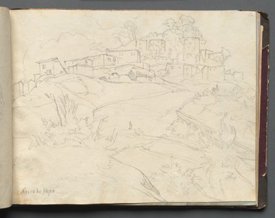 Album mit Ansichten von Rom und Umgebung, Landschaftsstudien, Seite 35a: Rocca di Papa von Franz Johann Heinrich Nadorp