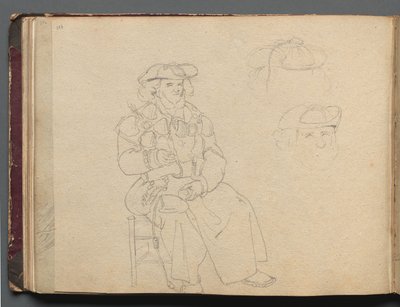 Album mit Ansichten von Rom und Umgebung, Landschaftsstudien, Seite 38b: Figurenstudie von Franz Johann Heinrich Nadorp