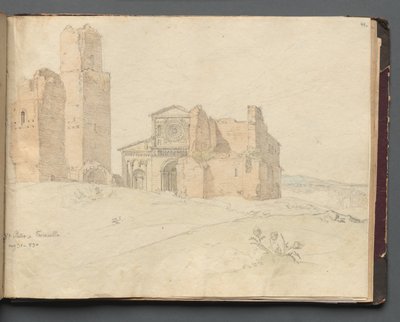 Album mit Ansichten von Rom und Umgebung, Landschaftsstudien, Seite 41a: St. Pietro, Toscanella von Franz Johann Heinrich Nadorp
