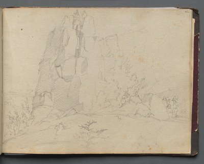 Album mit Ansichten von Rom und Umgebung, Landschaftsstudien, Seite 45a: Felsige Landschaft von Franz Johann Heinrich Nadorp