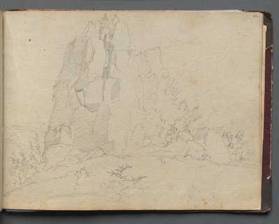 Album mit Ansichten von Rom und Umgebung, Landschaftsstudien, Seite 45a: Felsige Landschaft von Franz Johann Heinrich Nadorp
