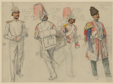 von Kossacowski, Kapitän vom Regiment Preobraschenski; Steppanoff, Tambour vom Regiment Kaiser von Österreich; Petroff, Flötist vom Regiment Friedrich Wilhelm III.; Dgingosow, Leskier von Franz Krüger