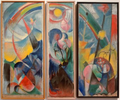 Landschaft mit Regenbogen (Fabeltier) von Franz Marc