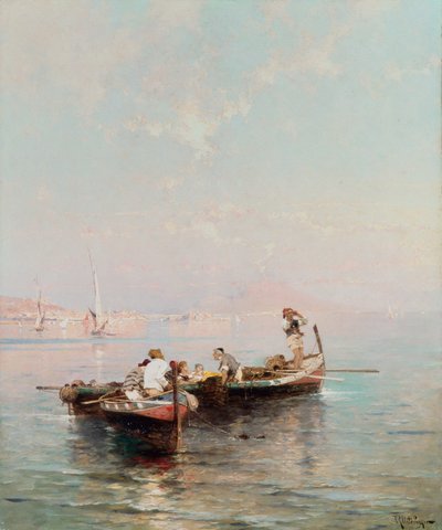 Fischerboot in der Bucht von Neapel von Franz Richard Unterberger