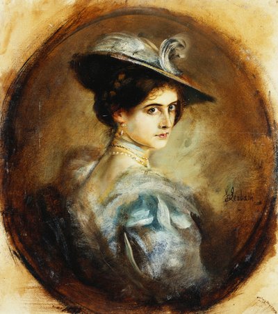 Porträt einer Dame, Kopf und Schultern von Franz Seraph von Lenbach
