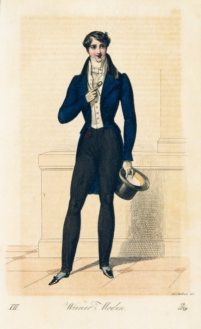 Herr mit dunkelblauem Überrock von Franz Stober