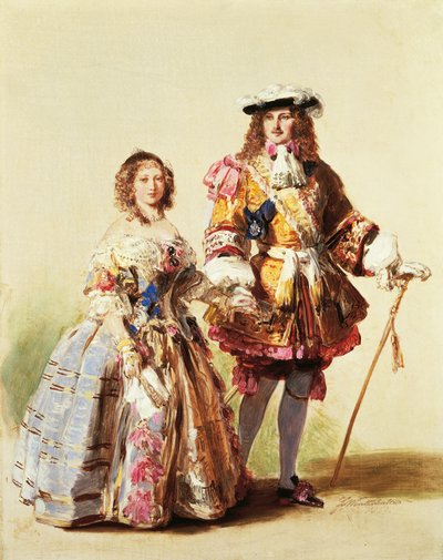 Königin Victoria und Prinz Albert in Kleidung der Restauration für ihren Ball 1851, Gemälde von Franz Xaver Winterhalter von Franz Xaver Winterhalter