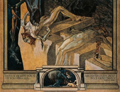 Österreich, Wien, Illustration von Dante Alighieris Göttlicher Komödie (Hölle, Gesang XXII) von Franz von Bayros, Detail von Franz von Bayros (1866 1924)