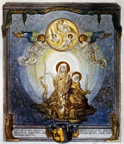 Der Glaube ist die Substanz der Dinge, die wir erhoffen, und der Beweis der Dinge, die nicht gesehen werden, und dies erscheint mir seine Quiddität, Gesang XXIV, Himmel, Göttliche Komödie von Dante Alighieri, Illustration von Franz von Bayros, Wien von Franz von  Bayros