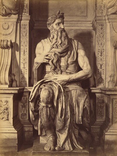 Moses von Michelangelo, zentrale Skulptur des Grabmals von Julius II. von Fratelli Alinari