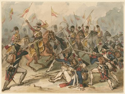 Französische Infanterie und russische Husaren im Kampf bei Austerlitz von Frédéric Goupil Fesquet
